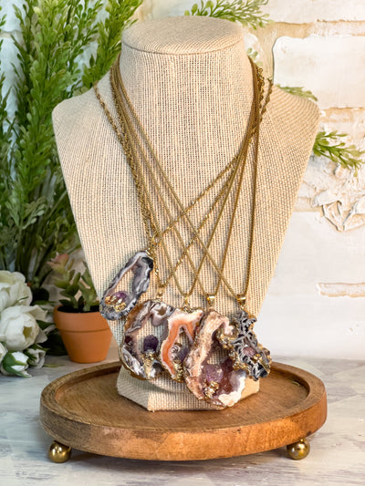 AGATE WITH AMETHYST NECKLACE Revive In Style Vintage Furniture Painted Refinished Redesign Beautiful One of a Kind Artistic Antique Unique Home Decor Interior Design French Country Shabby Chic Cottage Farmhouse Grandmillenial Coastal Chalk Paint Metallic Glam Eclectic Quality Dovetailed Rustic Furniture Painter Pinterest Bedroom Living Room Entryway Kitchen Home Trends House Styles Decorating ideas