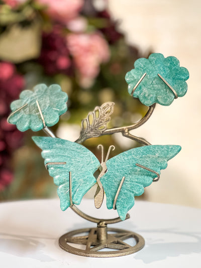 AMAZONITE FLOWER & BUTTERFLY ENSEMBLE Revive In Style Vintage Furniture Painted Refinished Redesign Beautiful One of a Kind Artistic Antique Unique Home Decor Interior Design French Country Shabby Chic Cottage Farmhouse Grandmillenial Coastal Chalk Paint Metallic Glam Eclectic Quality Dovetailed Rustic Furniture Painter Pinterest Bedroom Living Room Entryway Kitchen Home Trends House Styles Decorating ideas
