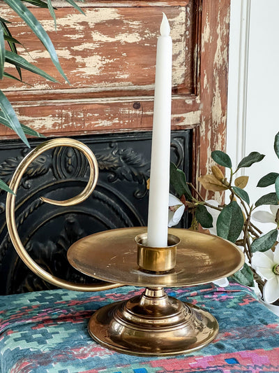 BALDWIN VINTAGE BRASS TAPER CANDLE HOLDER WITH PIGTAIL HANDLE Revive In Style Vintage Furniture Painted Refinished Redesign Beautiful One of a Kind Artistic Antique Unique Home Decor Interior Design French Country Shabby Chic Cottage Farmhouse Grandmillenial Coastal Chalk Paint Metallic Glam Eclectic Quality Dovetailed Rustic Furniture Painter Pinterest Bedroom Living Room Entryway Kitchen Home Trends House Styles Decorating ideas