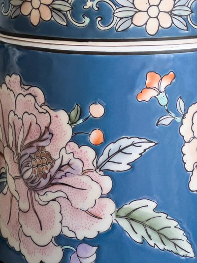 Blue Chrysanthemum Japanese Porcelain Ginger Jar Revive In Style Vintage Furniture Painted Refinished Redesign Beautiful One of a Kind Artistic Antique Unique Home Decor Interior Design French Country Shabby Chic Cottage Farmhouse Grandmillenial Coastal Chalk Paint Metallic Glam Eclectic Quality Dovetailed Rustic Furniture Painter Pinterest Bedroom Living Room Entryway Kitchen Home Trends House Styles Decorating ideas