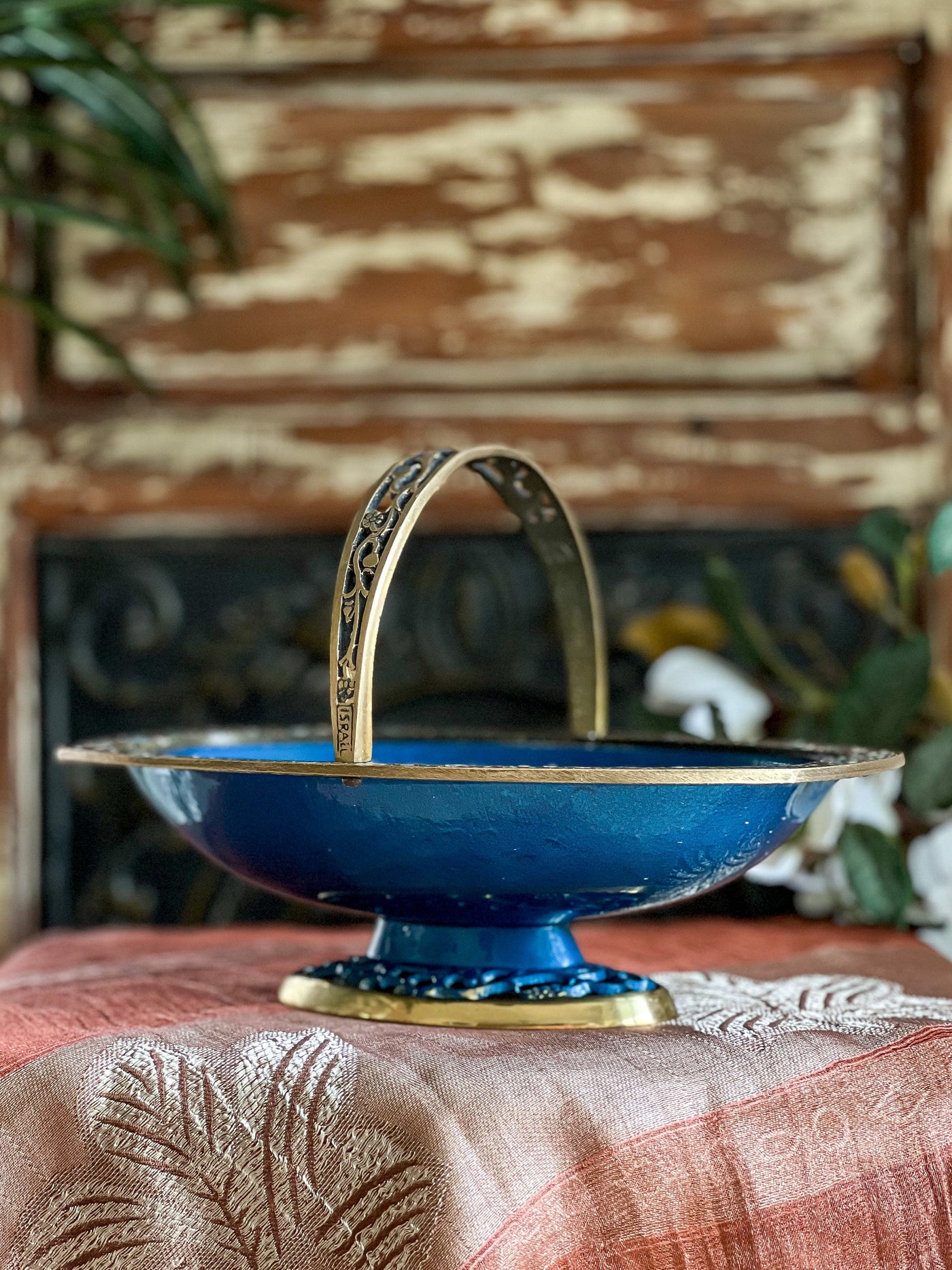 BLUE ENAMEL & BRASS BOWL WITH HANDLE & MOSAIC RIM Revive In Style Vintage Furniture Painted Refinished Redesign Beautiful One of a Kind Artistic Antique Unique Home Decor Interior Design French Country Shabby Chic Cottage Farmhouse Grandmillenial Coastal Chalk Paint Metallic Glam Eclectic Quality Dovetailed Rustic Furniture Painter Pinterest Bedroom Living Room Entryway Kitchen Home Trends House Styles Decorating ideas