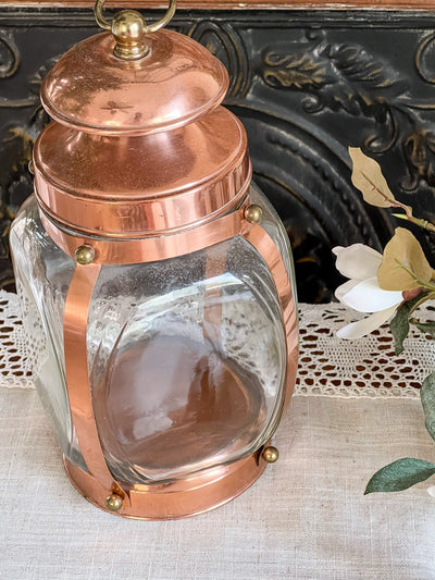 COPPER & GLASS DECORATIVE LANTERN Revive In Style Vintage Furniture Painted Refinished Redesign Beautiful One of a Kind Artistic Antique Unique Home Decor Interior Design French Country Shabby Chic Cottage Farmhouse Grandmillenial Coastal Chalk Paint Metallic Glam Eclectic Quality Dovetailed Rustic Furniture Painter Pinterest Bedroom Living Room Entryway Kitchen Home Trends House Styles Decorating ideas