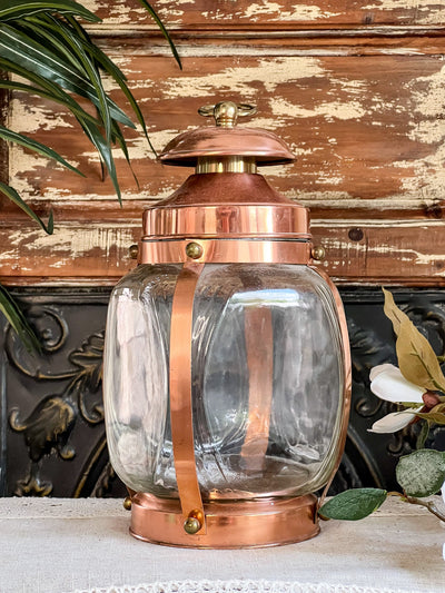 COPPER & GLASS DECORATIVE LANTERN Revive In Style Vintage Furniture Painted Refinished Redesign Beautiful One of a Kind Artistic Antique Unique Home Decor Interior Design French Country Shabby Chic Cottage Farmhouse Grandmillenial Coastal Chalk Paint Metallic Glam Eclectic Quality Dovetailed Rustic Furniture Painter Pinterest Bedroom Living Room Entryway Kitchen Home Trends House Styles Decorating ideas