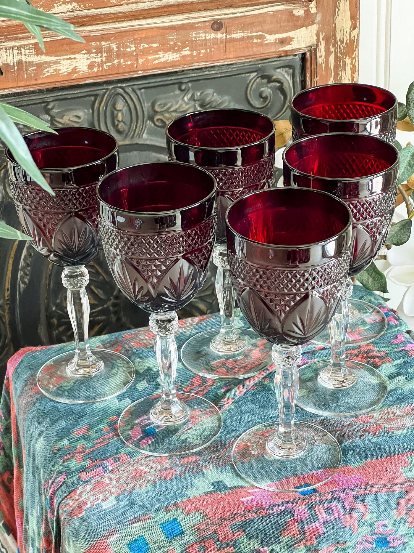 D'Arques CRYSTAL RUBY GLASSES - SET OF 6 Revive In Style Vintage Furniture Painted Refinished Redesign Beautiful One of a Kind Artistic Antique Unique Home Decor Interior Design French Country Shabby Chic Cottage Farmhouse Grandmillenial Coastal Chalk Paint Metallic Glam Eclectic Quality Dovetailed Rustic Furniture Painter Pinterest Bedroom Living Room Entryway Kitchen Home Trends House Styles Decorating ideas