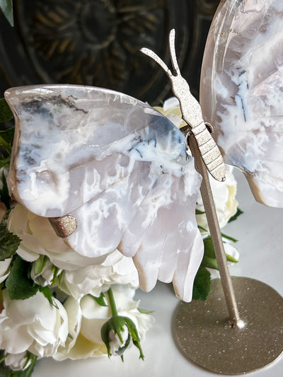 DENDRITIC BUTTERFLY WINGS ON SHIMMERY STAND (MEDIUM) Revive In Style Vintage Furniture Painted Refinished Redesign Beautiful One of a Kind Artistic Antique Unique Home Decor Interior Design French Country Shabby Chic Cottage Farmhouse Grandmillenial Coastal Chalk Paint Metallic Glam Eclectic Quality Dovetailed Rustic Furniture Painter Pinterest Bedroom Living Room Entryway Kitchen Home Trends House Styles Decorating ideas