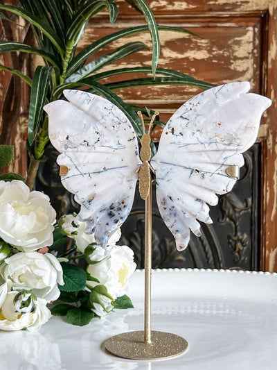 DENDRITIC BUTTERFLY WINGS ON SHIMMERY STAND (MEDIUM) Revive In Style Vintage Furniture Painted Refinished Redesign Beautiful One of a Kind Artistic Antique Unique Home Decor Interior Design French Country Shabby Chic Cottage Farmhouse Grandmillenial Coastal Chalk Paint Metallic Glam Eclectic Quality Dovetailed Rustic Furniture Painter Pinterest Bedroom Living Room Entryway Kitchen Home Trends House Styles Decorating ideas