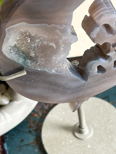 FAIRY MOON DRUZY AGATE ON SHIMMERY STAND (MEDIUM) Revive In Style Vintage Furniture Painted Refinished Redesign Beautiful One of a Kind Artistic Antique Unique Home Decor Interior Design French Country Shabby Chic Cottage Farmhouse Grandmillenial Coastal Chalk Paint Metallic Glam Eclectic Quality Dovetailed Rustic Furniture Painter Pinterest Bedroom Living Room Entryway Kitchen Home Trends House Styles Decorating ideas