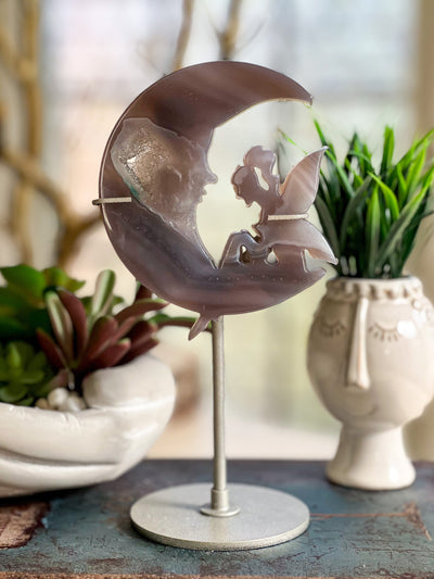 FAIRY MOON DRUZY AGATE ON SHIMMERY STAND (MEDIUM) Revive In Style Vintage Furniture Painted Refinished Redesign Beautiful One of a Kind Artistic Antique Unique Home Decor Interior Design French Country Shabby Chic Cottage Farmhouse Grandmillenial Coastal Chalk Paint Metallic Glam Eclectic Quality Dovetailed Rustic Furniture Painter Pinterest Bedroom Living Room Entryway Kitchen Home Trends House Styles Decorating ideas