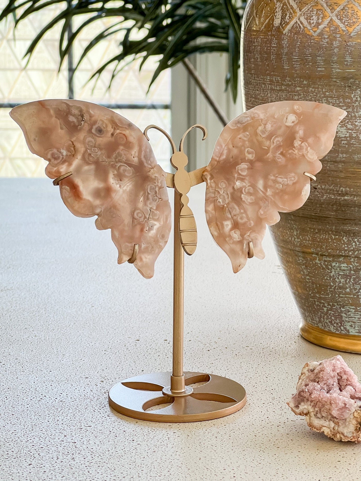 FLOWER AGATE BUTTERFLY WINGS ON STAND (SMALL) Revive In Style Vintage Furniture Painted Refinished Redesign Beautiful One of a Kind Artistic Antique Unique Home Decor Interior Design French Country Shabby Chic Cottage Farmhouse Grandmillenial Coastal Chalk Paint Metallic Glam Eclectic Quality Dovetailed Rustic Furniture Painter Pinterest Bedroom Living Room Entryway Kitchen Home Trends House Styles Decorating ideas