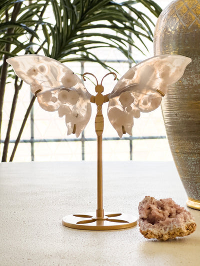 FLOWER AGATE BUTTERFLY WINGS ON STAND (SMALL) Revive In Style Vintage Furniture Painted Refinished Redesign Beautiful One of a Kind Artistic Antique Unique Home Decor Interior Design French Country Shabby Chic Cottage Farmhouse Grandmillenial Coastal Chalk Paint Metallic Glam Eclectic Quality Dovetailed Rustic Furniture Painter Pinterest Bedroom Living Room Entryway Kitchen Home Trends House Styles Decorating ideas