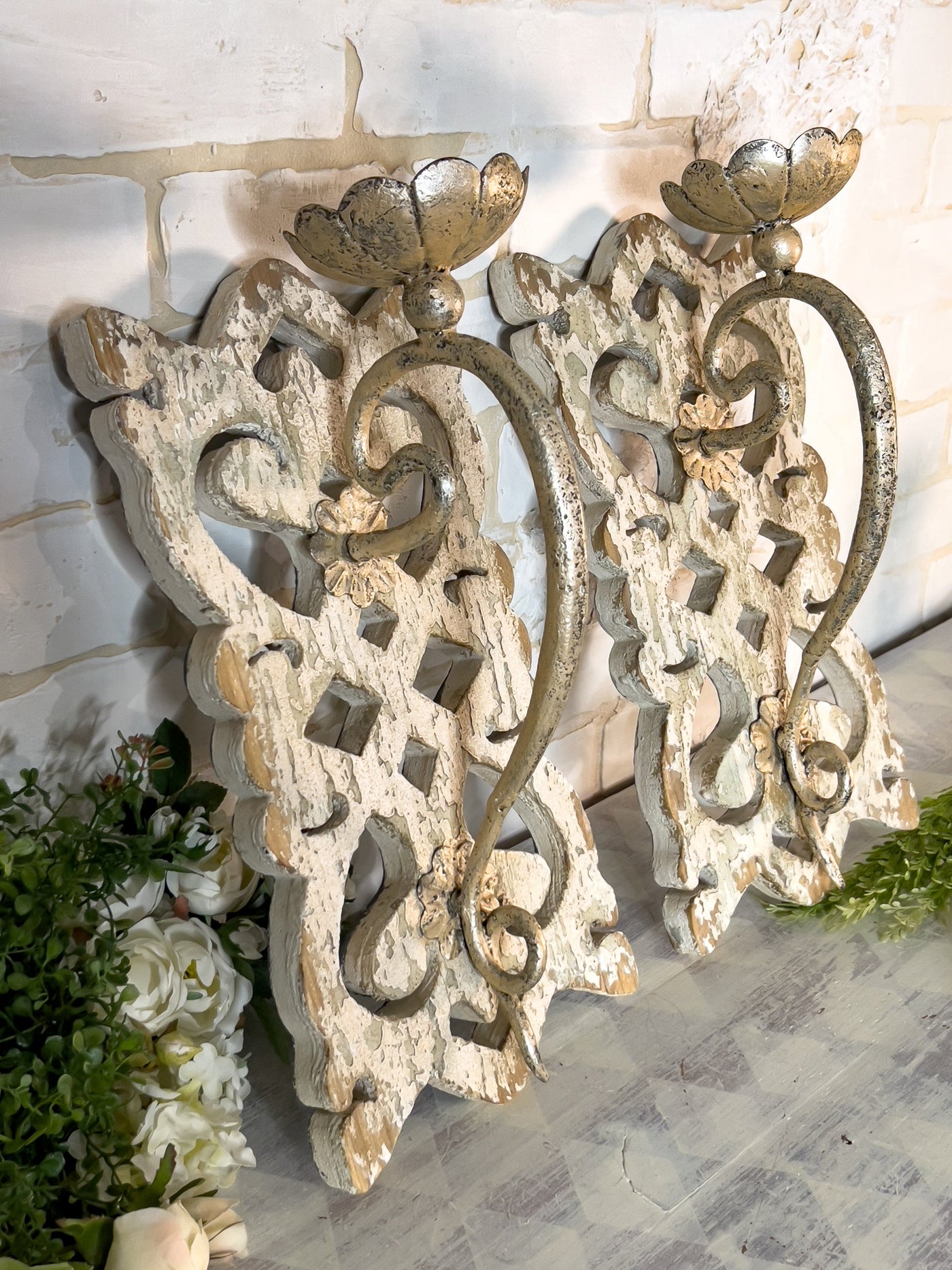 FRENCH COUNTRY CHIPPY CANDLE SCONCES (SET OF 2) Revive In Style Vintage Furniture Painted Refinished Redesign Beautiful One of a Kind Artistic Antique Unique Home Decor Interior Design French Country Shabby Chic Cottage Farmhouse Grandmillenial Coastal Chalk Paint Metallic Glam Eclectic Quality Dovetailed Rustic Furniture Painter Pinterest Bedroom Living Room Entryway Kitchen Home Trends House Styles Decorating ideas