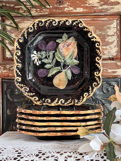 FRENCH COUNTRY POMPEII DESSERT / SALAD DISHES BY RAYMOND WAITES - SET OF 6 Revive In Style Vintage Furniture Painted Refinished Redesign Beautiful One of a Kind Artistic Antique Unique Home Decor Interior Design French Country Shabby Chic Cottage Farmhouse Grandmillenial Coastal Chalk Paint Metallic Glam Eclectic Quality Dovetailed Rustic Furniture Painter Pinterest Bedroom Living Room Entryway Kitchen Home Trends House Styles Decorating ideas