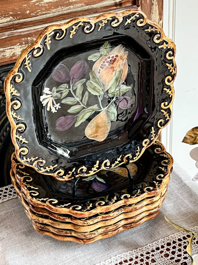 FRENCH COUNTRY POMPEII DESSERT / SALAD DISHES BY RAYMOND WAITES - SET OF 6 Revive In Style Vintage Furniture Painted Refinished Redesign Beautiful One of a Kind Artistic Antique Unique Home Decor Interior Design French Country Shabby Chic Cottage Farmhouse Grandmillenial Coastal Chalk Paint Metallic Glam Eclectic Quality Dovetailed Rustic Furniture Painter Pinterest Bedroom Living Room Entryway Kitchen Home Trends House Styles Decorating ideas