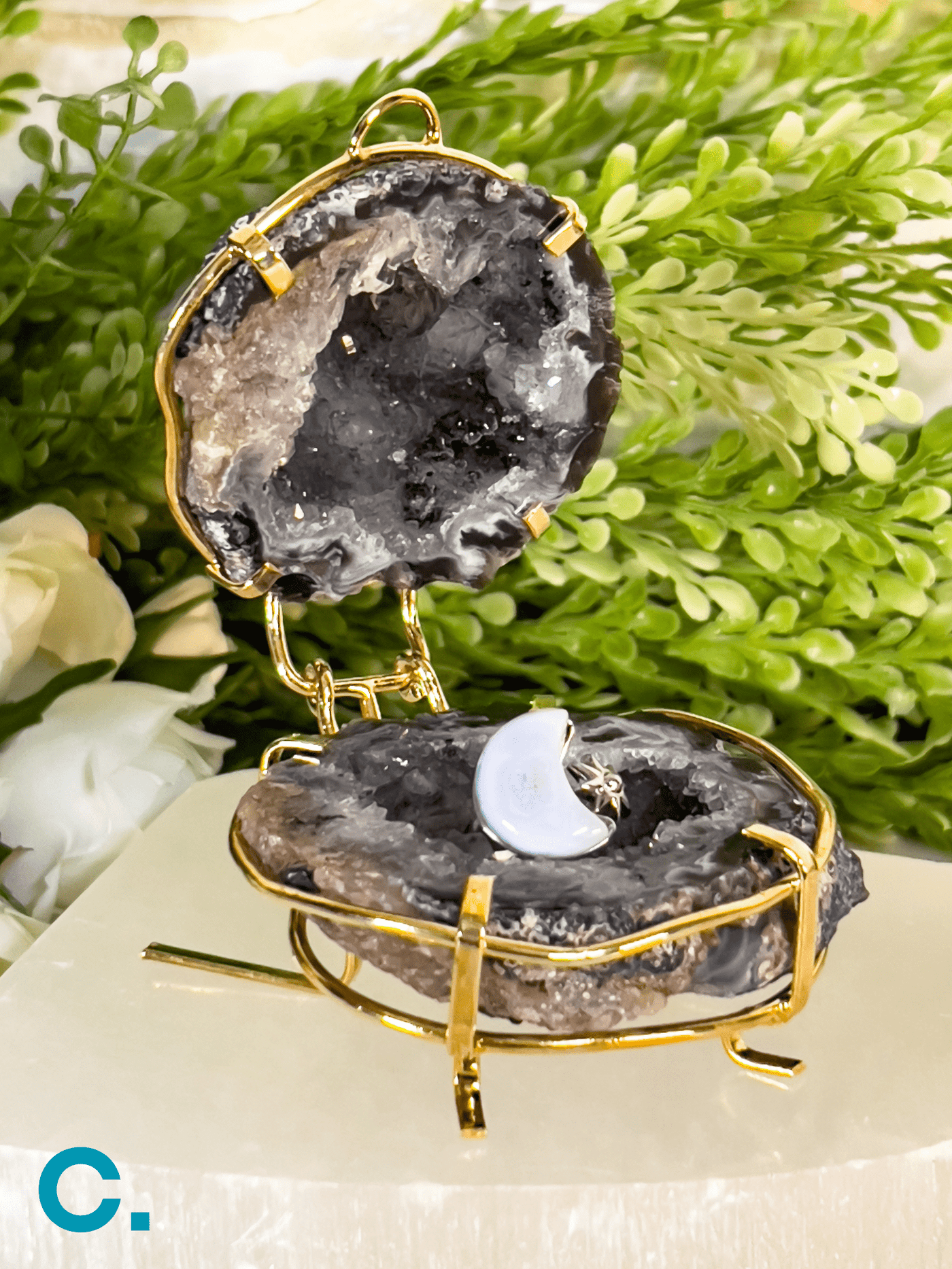 GEODE TRINKET / RING  HOLDER Revive In Style Vintage Furniture Painted Refinished Redesign Beautiful One of a Kind Artistic Antique Unique Home Decor Interior Design French Country Shabby Chic Cottage Farmhouse Grandmillenial Coastal Chalk Paint Metallic Glam Eclectic Quality Dovetailed Rustic Furniture Painter Pinterest Bedroom Living Room Entryway Kitchen Home Trends House Styles Decorating ideas