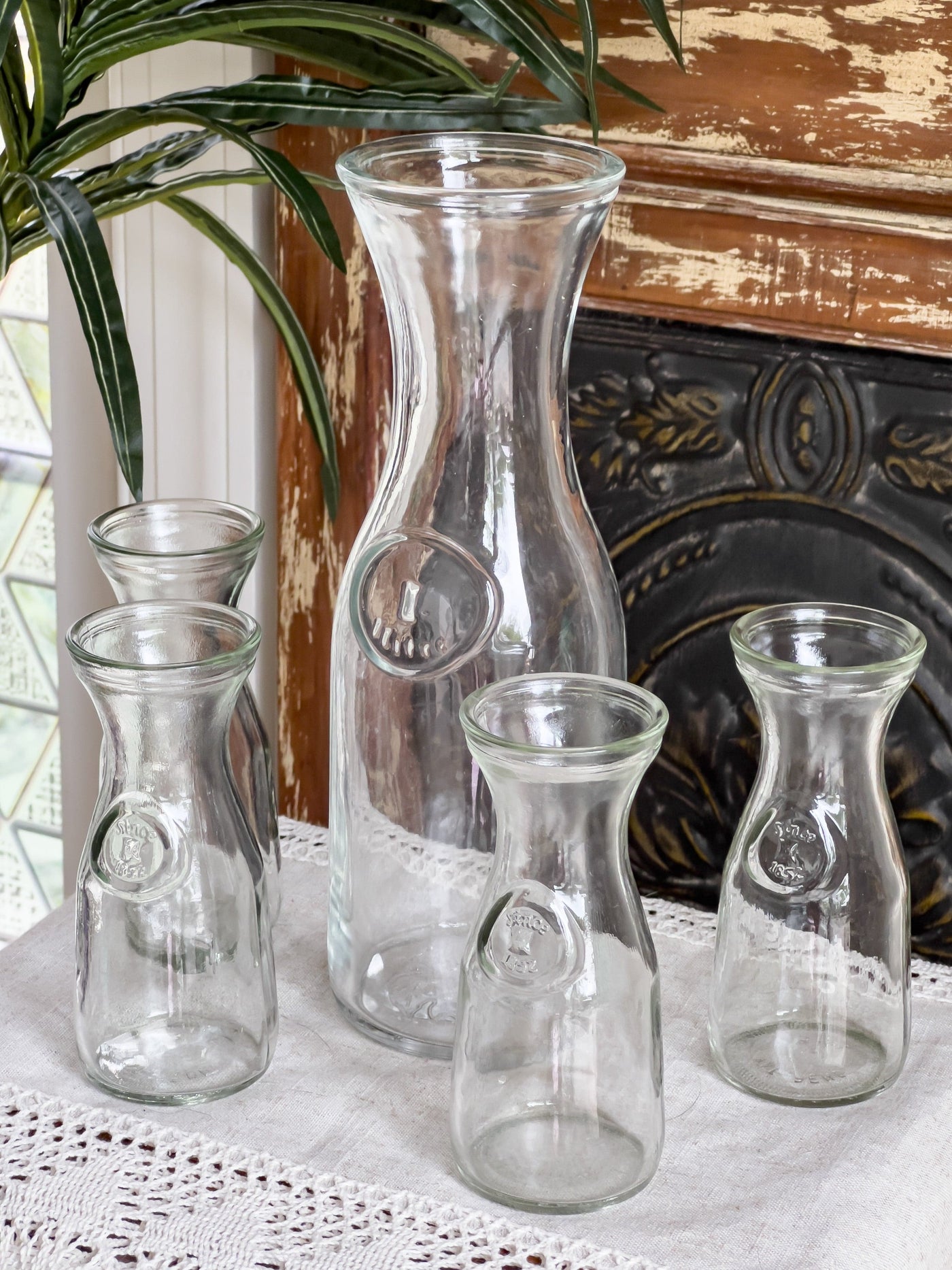 GLASS JUG SET Revive In Style Vintage Furniture Painted Refinished Redesign Beautiful One of a Kind Artistic Antique Unique Home Decor Interior Design French Country Shabby Chic Cottage Farmhouse Grandmillenial Coastal Chalk Paint Metallic Glam Eclectic Quality Dovetailed Rustic Furniture Painter Pinterest Bedroom Living Room Entryway Kitchen Home Trends House Styles Decorating ideas