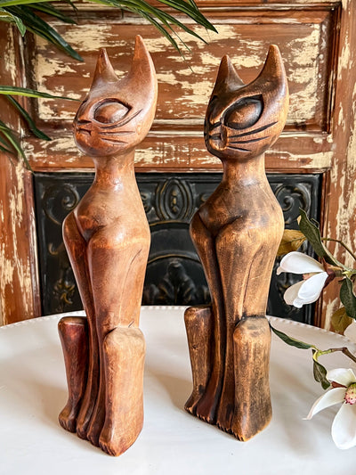Hand Carved Teak Wood Vintage Siamese Cat Figurines (1960) Revive In Style Vintage Furniture Painted Refinished Redesign Beautiful One of a Kind Artistic Antique Unique Home Decor Interior Design French Country Shabby Chic Cottage Farmhouse Grandmillenial Coastal Chalk Paint Metallic Glam Eclectic Quality Dovetailed Rustic Furniture Painter Pinterest Bedroom Living Room Entryway Kitchen Home Trends House Styles Decorating ideas