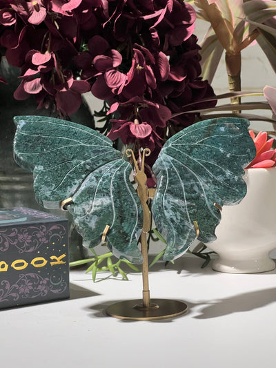 MOSS AGATE BUTTERFLY ON STAND Revive In Style Vintage Furniture Painted Refinished Redesign Beautiful One of a Kind Artistic Antique Unique Home Decor Interior Design French Country Shabby Chic Cottage Farmhouse Grandmillenial Coastal Chalk Paint Metallic Glam Eclectic Quality Dovetailed Rustic Furniture Painter Pinterest Bedroom Living Room Entryway Kitchen Home Trends House Styles Decorating ideas