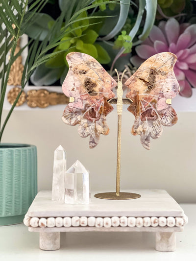 MULTI JASPER BUTTERFLY WINGS WITH DRUZY ON SHIMMERY STAND (MEDIUM) Revive In Style Vintage Furniture Painted Refinished Redesign Beautiful One of a Kind Artistic Antique Unique Home Decor Interior Design French Country Shabby Chic Cottage Farmhouse Grandmillenial Coastal Chalk Paint Metallic Glam Eclectic Quality Dovetailed Rustic Furniture Painter Pinterest Bedroom Living Room Entryway Kitchen Home Trends House Styles Decorating ideas