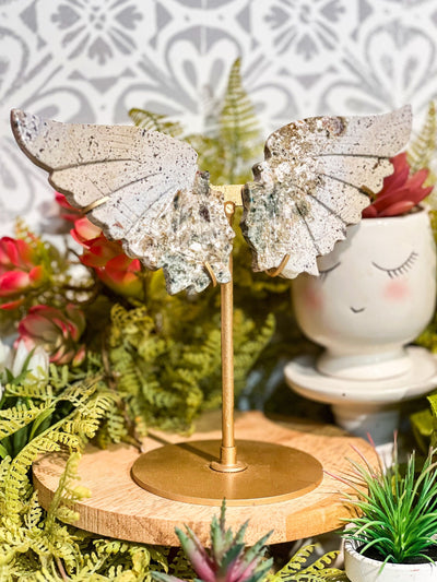 OCEAN JASPER WINGS ON GOLD STAND Revive In Style Vintage Furniture Painted Refinished Redesign Beautiful One of a Kind Artistic Antique Unique Home Decor Interior Design French Country Shabby Chic Cottage Farmhouse Grandmillenial Coastal Chalk Paint Metallic Glam Eclectic Quality Dovetailed Rustic Furniture Painter Pinterest Bedroom Living Room Entryway Kitchen Home Trends House Styles Decorating ideas