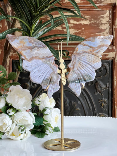 OCEAN JASPER WINGS ON SHIMMERY STAND (MEDIUM) Revive In Style Vintage Furniture Painted Refinished Redesign Beautiful One of a Kind Artistic Antique Unique Home Decor Interior Design French Country Shabby Chic Cottage Farmhouse Grandmillenial Coastal Chalk Paint Metallic Glam Eclectic Quality Dovetailed Rustic Furniture Painter Pinterest Bedroom Living Room Entryway Kitchen Home Trends House Styles Decorating ideas