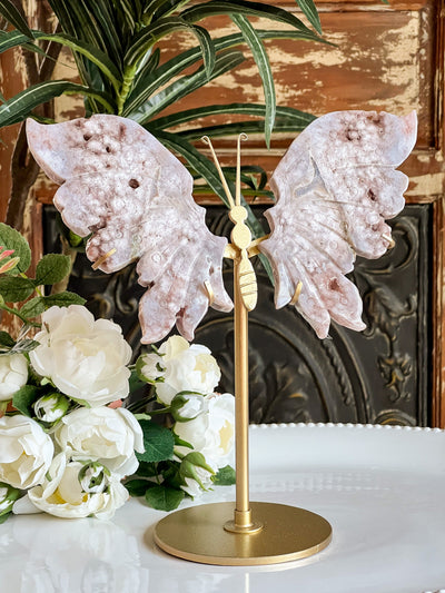 PINK AMETHYST BUTTERFLY WINGS WITH DRUZY ON STAND Revive In Style Vintage Furniture Painted Refinished Redesign Beautiful One of a Kind Artistic Antique Unique Home Decor Interior Design French Country Shabby Chic Cottage Farmhouse Grandmillenial Coastal Chalk Paint Metallic Glam Eclectic Quality Dovetailed Rustic Furniture Painter Pinterest Bedroom Living Room Entryway Kitchen Home Trends House Styles Decorating ideas