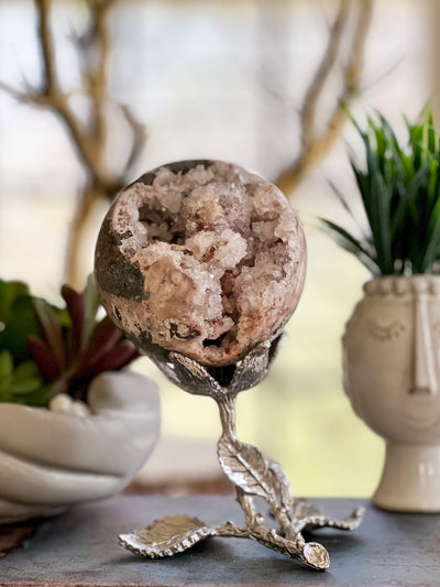 PINK AMETHYST GEODE SPHERE WITH BIG SPARKLE (large) Revive In Style Vintage Furniture Painted Refinished Redesign Beautiful One of a Kind Artistic Antique Unique Home Decor Interior Design French Country Shabby Chic Cottage Farmhouse Grandmillenial Coastal Chalk Paint Metallic Glam Eclectic Quality Dovetailed Rustic Furniture Painter Pinterest Bedroom Living Room Entryway Kitchen Home Trends House Styles Decorating ideas