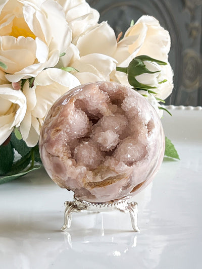 PINK AMETHYST SPHERE WITH SUPER SUGAR BALL DRUZY (small) Revive In Style Vintage Furniture Painted Refinished Redesign Beautiful One of a Kind Artistic Antique Unique Home Decor Interior Design French Country Shabby Chic Cottage Farmhouse Grandmillenial Coastal Chalk Paint Metallic Glam Eclectic Quality Dovetailed Rustic Furniture Painter Pinterest Bedroom Living Room Entryway Kitchen Home Trends House Styles Decorating ideas