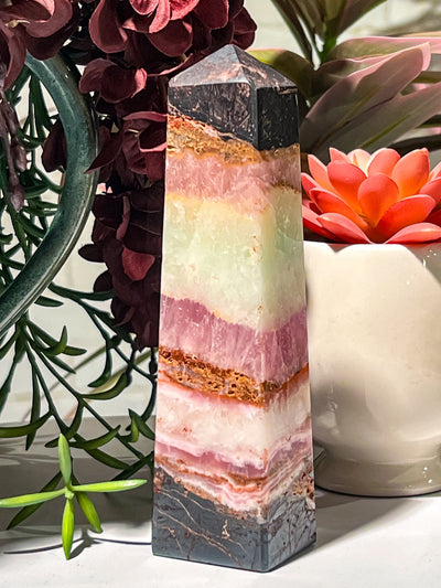 PINK ARAGONITE TOWER Revive In Style Vintage Furniture Painted Refinished Redesign Beautiful One of a Kind Artistic Antique Unique Home Decor Interior Design French Country Shabby Chic Cottage Farmhouse Grandmillenial Coastal Chalk Paint Metallic Glam Eclectic Quality Dovetailed Rustic Furniture Painter Pinterest Bedroom Living Room Entryway Kitchen Home Trends House Styles Decorating ideas