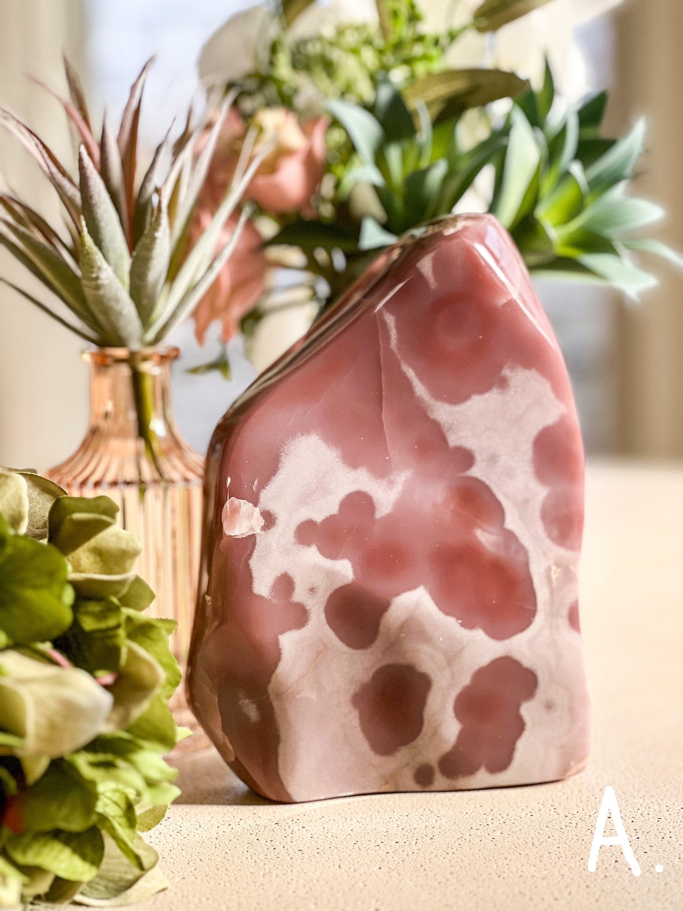 PINK BANDED CALCITE FREEFORMS (RARE VEIN) Revive In Style Vintage Furniture Painted Refinished Redesign Beautiful One of a Kind Artistic Antique Unique Home Decor Interior Design French Country Shabby Chic Cottage Farmhouse Grandmillenial Coastal Chalk Paint Metallic Glam Eclectic Quality Dovetailed Rustic Furniture Painter Pinterest Bedroom Living Room Entryway Kitchen Home Trends House Styles Decorating ideas