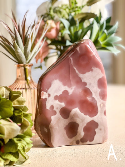 PINK BANDED CALCITE FREEFORMS (RARE VEIN) Revive In Style Vintage Furniture Painted Refinished Redesign Beautiful One of a Kind Artistic Antique Unique Home Decor Interior Design French Country Shabby Chic Cottage Farmhouse Grandmillenial Coastal Chalk Paint Metallic Glam Eclectic Quality Dovetailed Rustic Furniture Painter Pinterest Bedroom Living Room Entryway Kitchen Home Trends House Styles Decorating ideas