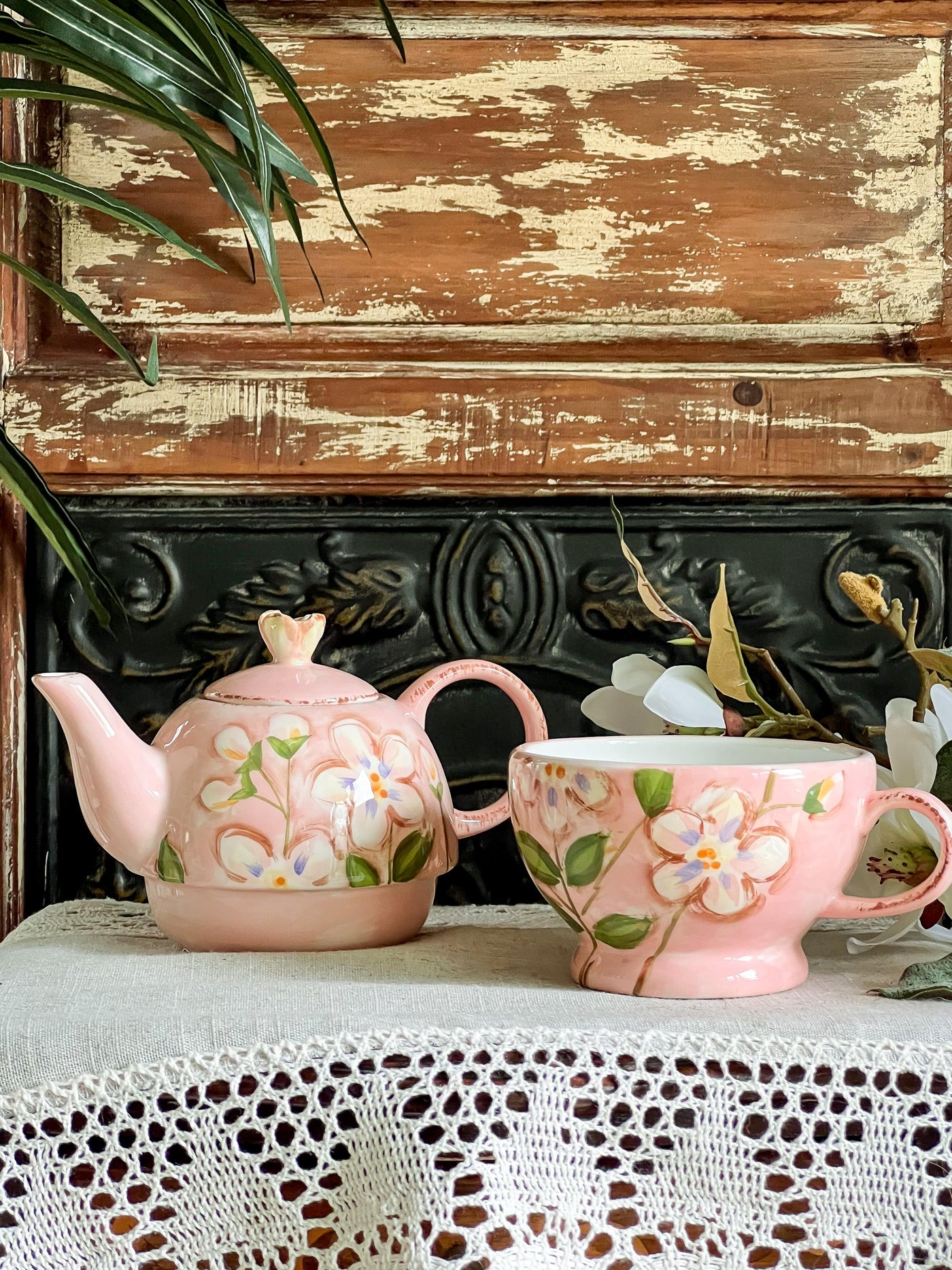 PINK FLORAL CONVERTIBLE STACKABLE TEAPOT & TEACUP SET BY MESA INTERNATIONAL Revive In Style Vintage Furniture Painted Refinished Redesign Beautiful One of a Kind Artistic Antique Unique Home Decor Interior Design French Country Shabby Chic Cottage Farmhouse Grandmillenial Coastal Chalk Paint Metallic Glam Eclectic Quality Dovetailed Rustic Furniture Painter Pinterest Bedroom Living Room Entryway Kitchen Home Trends House Styles Decorating ideas