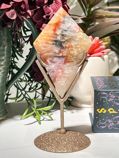 PINK PLUME AGATE DIAMOND ON STAND Revive In Style Vintage Furniture Painted Refinished Redesign Beautiful One of a Kind Artistic Antique Unique Home Decor Interior Design French Country Shabby Chic Cottage Farmhouse Grandmillenial Coastal Chalk Paint Metallic Glam Eclectic Quality Dovetailed Rustic Furniture Painter Pinterest Bedroom Living Room Entryway Kitchen Home Trends House Styles Decorating ideas