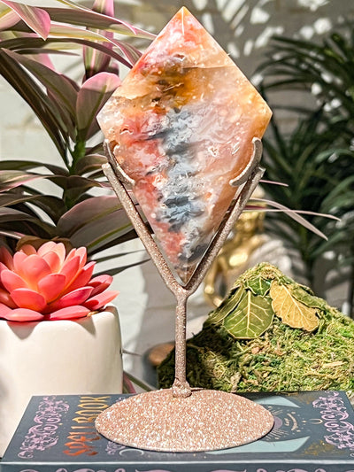 PINK PLUME AGATE DIAMOND ON STAND Revive In Style Vintage Furniture Painted Refinished Redesign Beautiful One of a Kind Artistic Antique Unique Home Decor Interior Design French Country Shabby Chic Cottage Farmhouse Grandmillenial Coastal Chalk Paint Metallic Glam Eclectic Quality Dovetailed Rustic Furniture Painter Pinterest Bedroom Living Room Entryway Kitchen Home Trends House Styles Decorating ideas