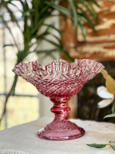 PINK VINTAGE FENTON PEDESTAL VASE Revive In Style Vintage Furniture Painted Refinished Redesign Beautiful One of a Kind Artistic Antique Unique Home Decor Interior Design French Country Shabby Chic Cottage Farmhouse Grandmillenial Coastal Chalk Paint Metallic Glam Eclectic Quality Dovetailed Rustic Furniture Painter Pinterest Bedroom Living Room Entryway Kitchen Home Trends House Styles Decorating ideas