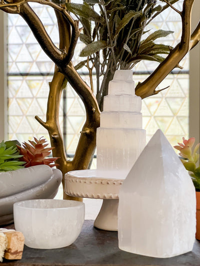 SELENITE COLLECTION: Bowls, Towers and Points Revive In Style Vintage Furniture Painted Refinished Redesign Beautiful One of a Kind Artistic Antique Unique Home Decor Interior Design French Country Shabby Chic Cottage Farmhouse Grandmillenial Coastal Chalk Paint Metallic Glam Eclectic Quality Dovetailed Rustic Furniture Painter Pinterest Bedroom Living Room Entryway Kitchen Home Trends House Styles Decorating ideas