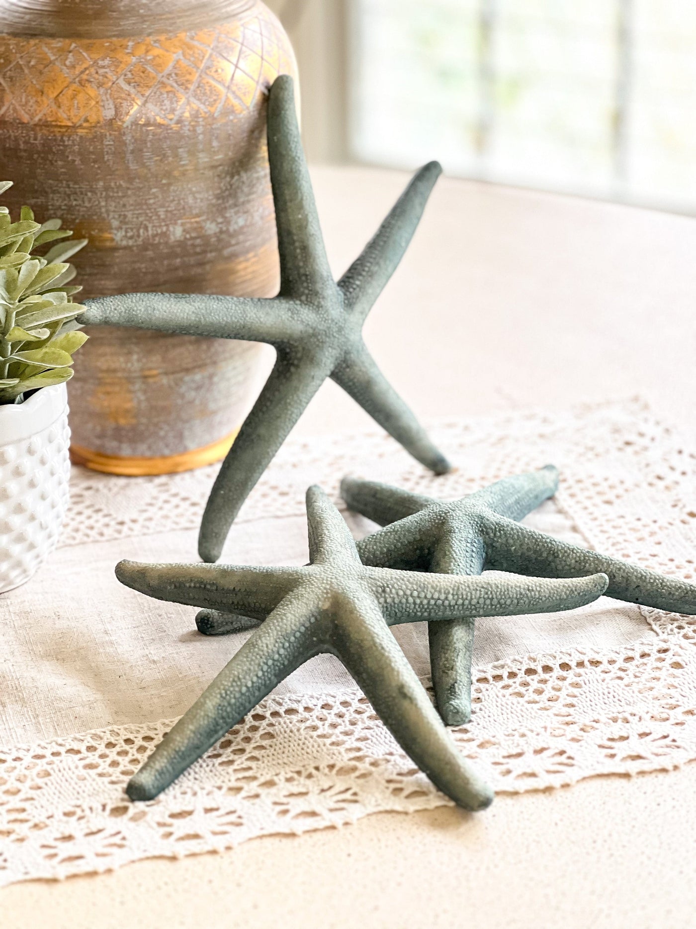 Serene Blue Starfish XL - Set of 3 Revive In Style Vintage Furniture Painted Refinished Redesign Beautiful One of a Kind Artistic Antique Unique Home Decor Interior Design French Country Shabby Chic Cottage Farmhouse Grandmillenial Coastal Chalk Paint Metallic Glam Eclectic Quality Dovetailed Rustic Furniture Painter Pinterest Bedroom Living Room Entryway Kitchen Home Trends House Styles Decorating ideas