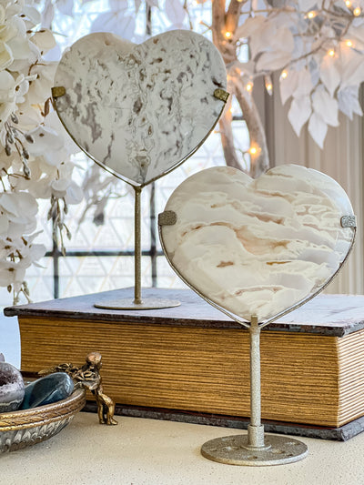 SNOW AGATE HEARTS ON STAND Revive In Style Vintage Furniture Painted Refinished Redesign Beautiful One of a Kind Artistic Antique Unique Home Decor Interior Design French Country Shabby Chic Cottage Farmhouse Grandmillenial Coastal Chalk Paint Metallic Glam Eclectic Quality Dovetailed Rustic Furniture Painter Pinterest Bedroom Living Room Entryway Kitchen Home Trends House Styles Decorating ideas