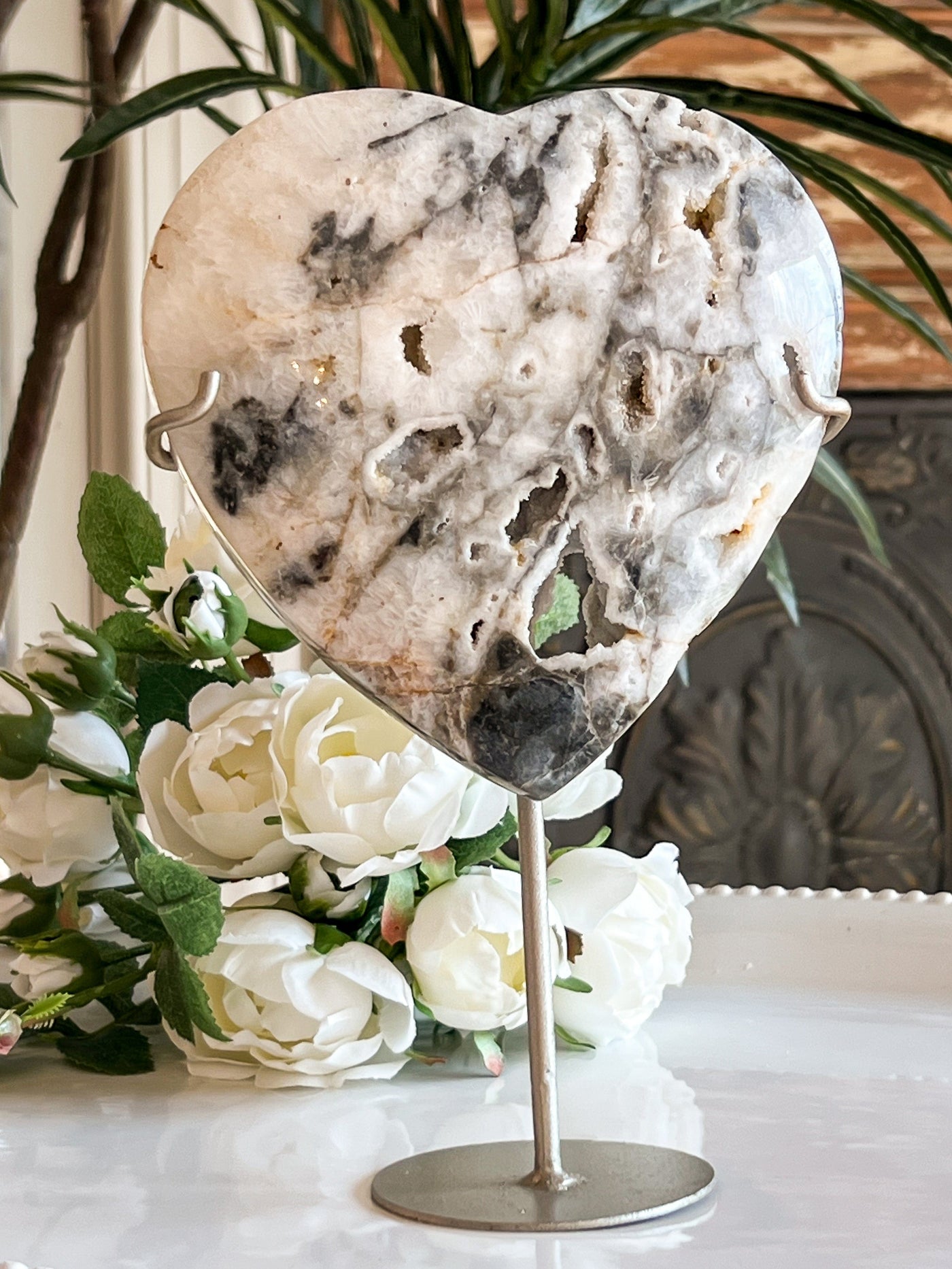 SPHALERITE HEART ON SHIMMERY STAND Revive In Style Vintage Furniture Painted Refinished Redesign Beautiful One of a Kind Artistic Antique Unique Home Decor Interior Design French Country Shabby Chic Cottage Farmhouse Grandmillenial Coastal Chalk Paint Metallic Glam Eclectic Quality Dovetailed Rustic Furniture Painter Pinterest Bedroom Living Room Entryway Kitchen Home Trends House Styles Decorating ideas