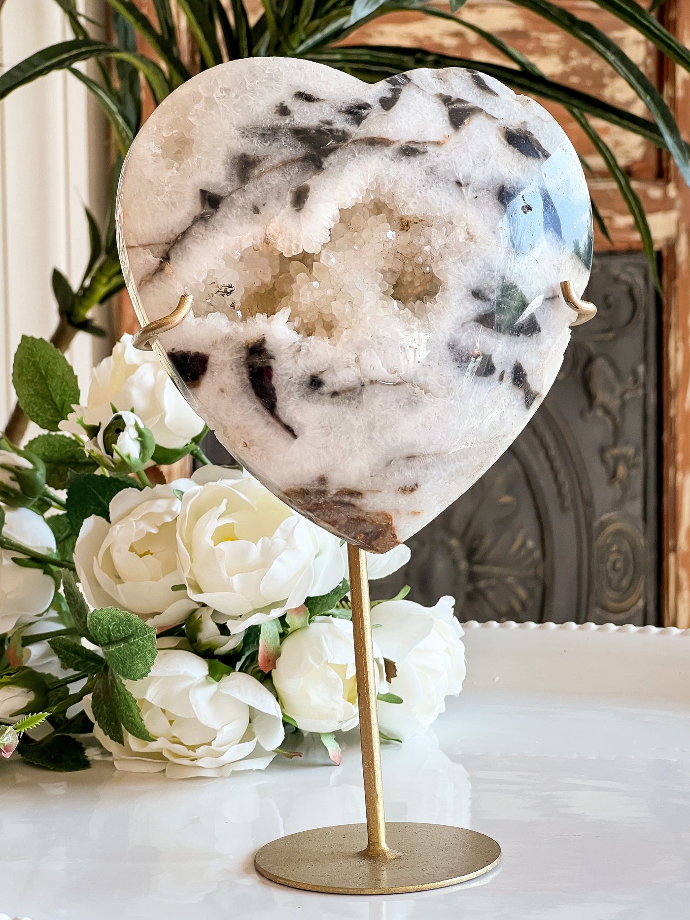 SPHALERITE HEART ON SHIMMERY STAND Revive In Style Vintage Furniture Painted Refinished Redesign Beautiful One of a Kind Artistic Antique Unique Home Decor Interior Design French Country Shabby Chic Cottage Farmhouse Grandmillenial Coastal Chalk Paint Metallic Glam Eclectic Quality Dovetailed Rustic Furniture Painter Pinterest Bedroom Living Room Entryway Kitchen Home Trends House Styles Decorating ideas