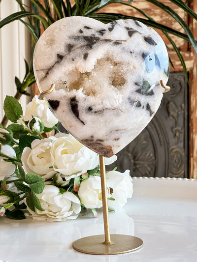 SPHALERITE HEART ON SHIMMERY STAND Revive In Style Vintage Furniture Painted Refinished Redesign Beautiful One of a Kind Artistic Antique Unique Home Decor Interior Design French Country Shabby Chic Cottage Farmhouse Grandmillenial Coastal Chalk Paint Metallic Glam Eclectic Quality Dovetailed Rustic Furniture Painter Pinterest Bedroom Living Room Entryway Kitchen Home Trends House Styles Decorating ideas