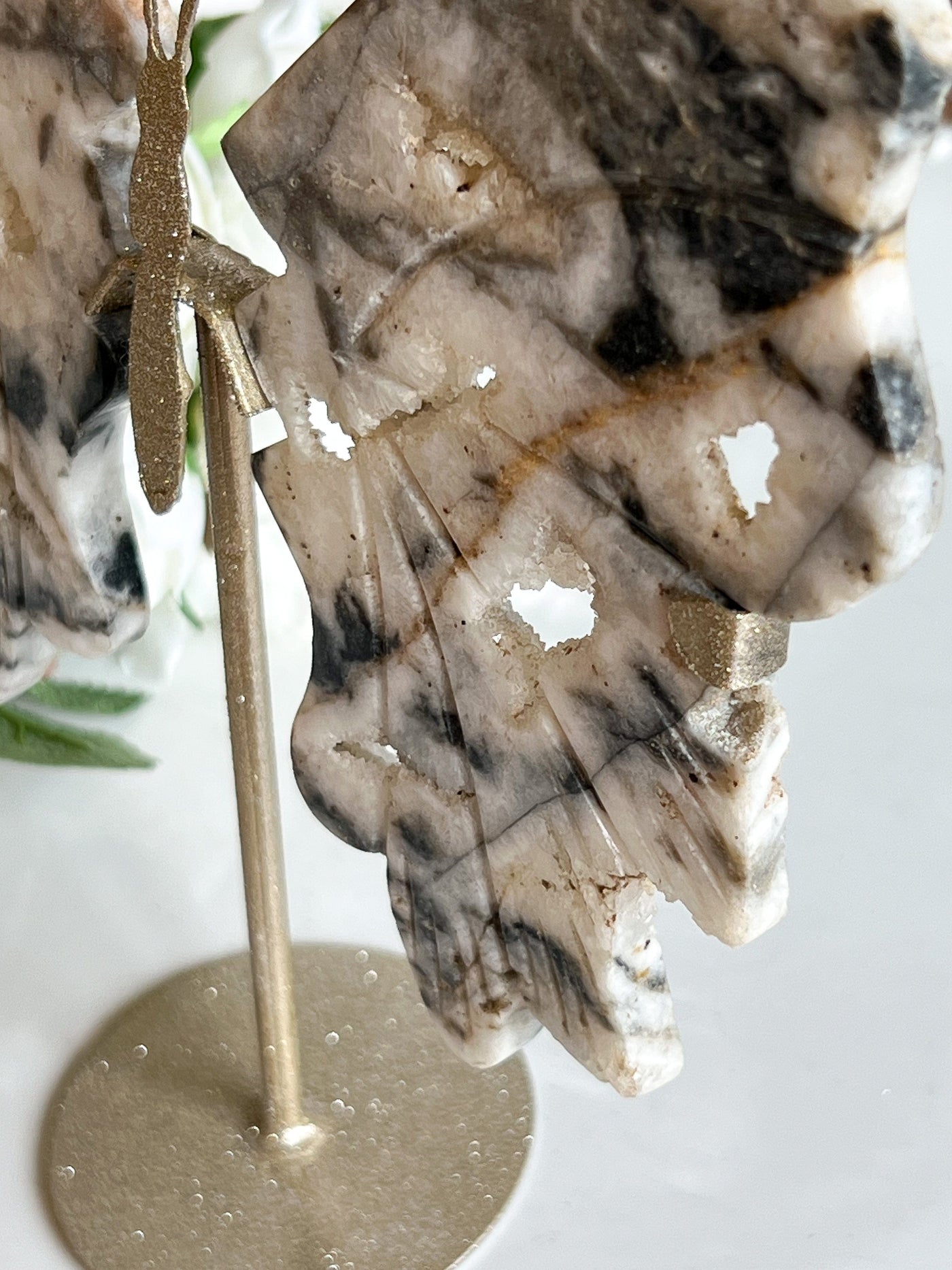 SPHALERITE WITH DRUZY BUTTERFLY WINGS ON SHIMMERY STANDS Revive In Style Vintage Furniture Painted Refinished Redesign Beautiful One of a Kind Artistic Antique Unique Home Decor Interior Design French Country Shabby Chic Cottage Farmhouse Grandmillenial Coastal Chalk Paint Metallic Glam Eclectic Quality Dovetailed Rustic Furniture Painter Pinterest Bedroom Living Room Entryway Kitchen Home Trends House Styles Decorating ideas
