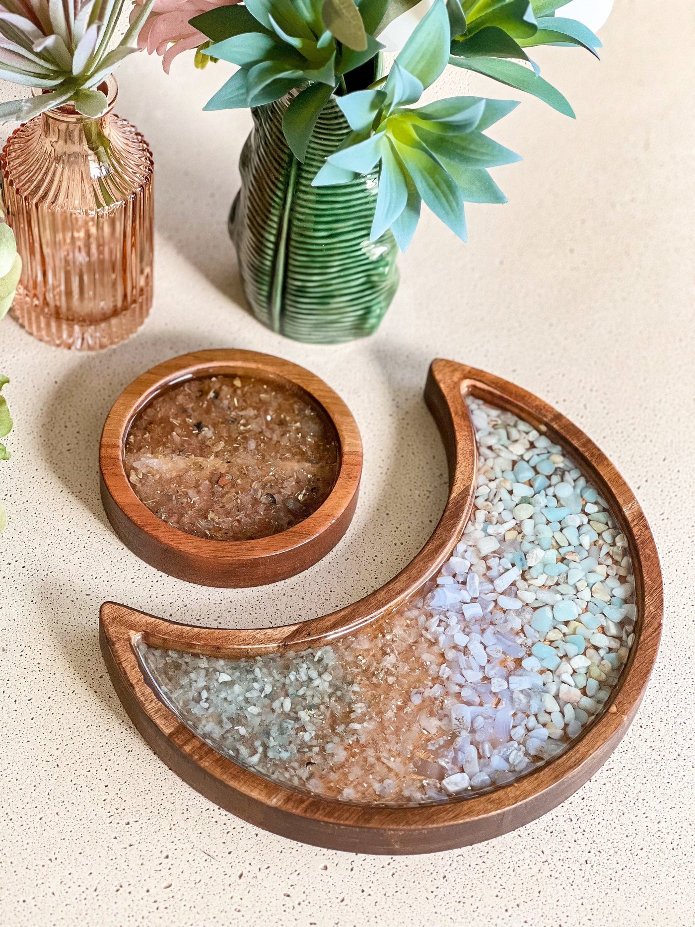 SUN & MOON CRYSTAL TRAY SET Revive In Style Vintage Furniture Painted Refinished Redesign Beautiful One of a Kind Artistic Antique Unique Home Decor Interior Design French Country Shabby Chic Cottage Farmhouse Grandmillenial Coastal Chalk Paint Metallic Glam Eclectic Quality Dovetailed Rustic Furniture Painter Pinterest Bedroom Living Room Entryway Kitchen Home Trends House Styles Decorating ideas
