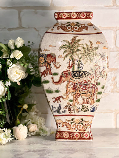 TALL VINTAGE ELEPHANT VASE ASIAN MOTIF Revive In Style Vintage Furniture Painted Refinished Redesign Beautiful One of a Kind Artistic Antique Unique Home Decor Interior Design French Country Shabby Chic Cottage Farmhouse Grandmillenial Coastal Chalk Paint Metallic Glam Eclectic Quality Dovetailed Rustic Furniture Painter Pinterest Bedroom Living Room Entryway Kitchen Home Trends House Styles Decorating ideas