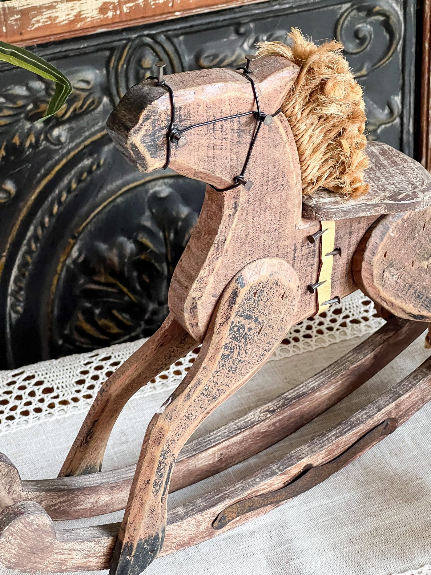 Vintage Inspired Wooden Rocking Horse Revive In Style Vintage Furniture Painted Refinished Redesign Beautiful One of a Kind Artistic Antique Unique Home Decor Interior Design French Country Shabby Chic Cottage Farmhouse Grandmillenial Coastal Chalk Paint Metallic Glam Eclectic Quality Dovetailed Rustic Furniture Painter Pinterest Bedroom Living Room Entryway Kitchen Home Trends House Styles Decorating ideas