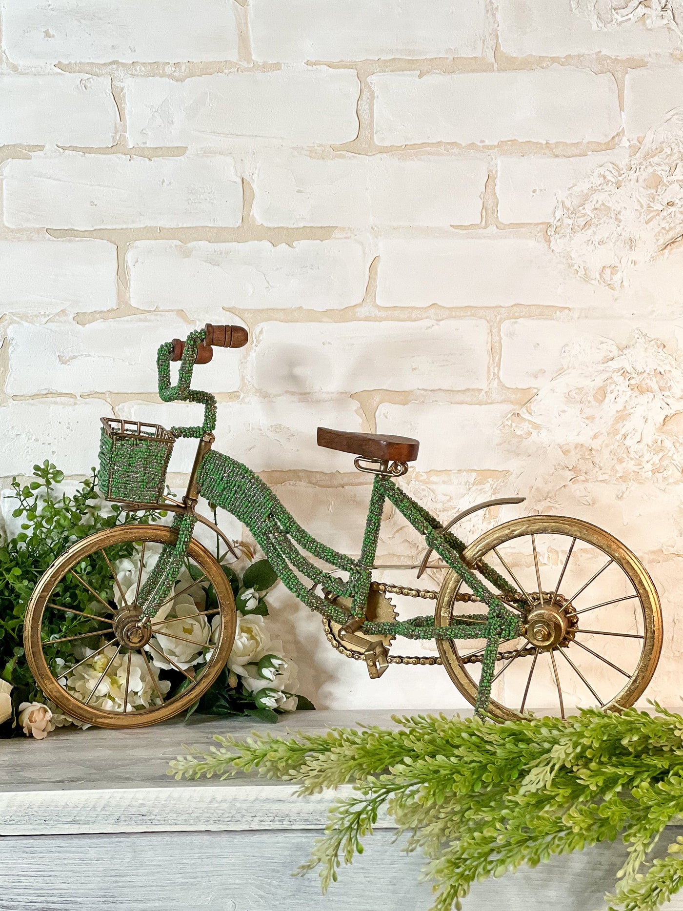 WHIMSICAL BEADED BICYCLE Revive In Style Vintage Furniture Painted Refinished Redesign Beautiful One of a Kind Artistic Antique Unique Home Decor Interior Design French Country Shabby Chic Cottage Farmhouse Grandmillenial Coastal Chalk Paint Metallic Glam Eclectic Quality Dovetailed Rustic Furniture Painter Pinterest Bedroom Living Room Entryway Kitchen Home Trends House Styles Decorating ideas
