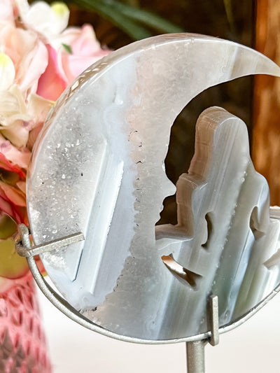 YOGA GIRL MOON DRUZY AGATE ON SHIMMERY STAND Revive In Style Vintage Furniture Painted Refinished Redesign Beautiful One of a Kind Artistic Antique Unique Home Decor Interior Design French Country Shabby Chic Cottage Farmhouse Grandmillenial Coastal Chalk Paint Metallic Glam Eclectic Quality Dovetailed Rustic Furniture Painter Pinterest Bedroom Living Room Entryway Kitchen Home Trends House Styles Decorating ideas