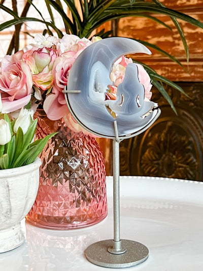 YOGA GIRL MOON DRUZY AGATE ON SHIMMERY STAND Revive In Style Vintage Furniture Painted Refinished Redesign Beautiful One of a Kind Artistic Antique Unique Home Decor Interior Design French Country Shabby Chic Cottage Farmhouse Grandmillenial Coastal Chalk Paint Metallic Glam Eclectic Quality Dovetailed Rustic Furniture Painter Pinterest Bedroom Living Room Entryway Kitchen Home Trends House Styles Decorating ideas